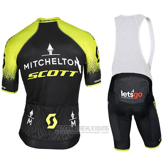 2018 Fahrradbekleidung Mitchelton Scott Shwarz Trikot Kurzarm und Tragerhose - zum Schließen ins Bild klicken